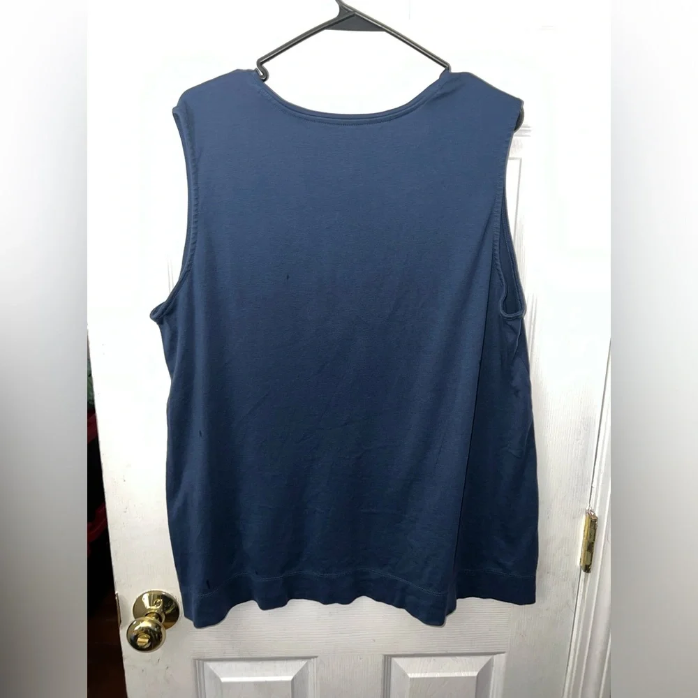 J. Jill Women’s Perfect Pima Forward-Seam Navy Tank Size 2X - Picture 3 of 3